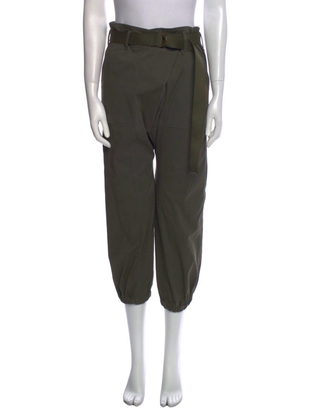 High-Waist Cargo Pants with Belt- NWT - Size 38 - Olive Green